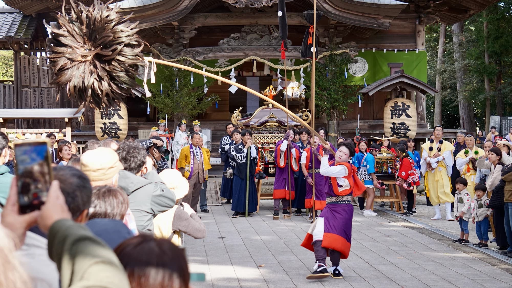 Torige and Haguma Performer at Ōkawakami Birafu Shrine’s Autumn Grand Festival