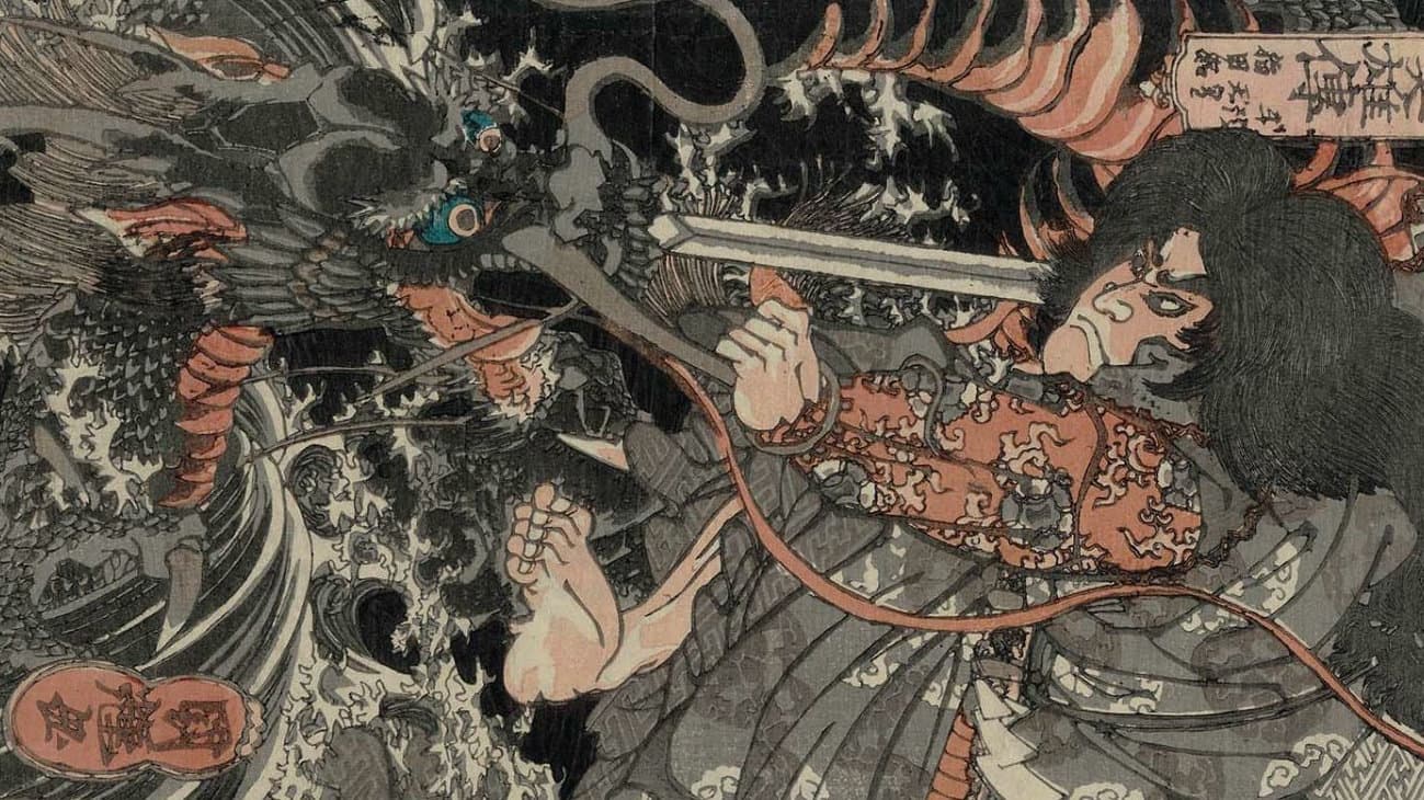 'Susanoo kills the Yamata no Oroch' by Utagawa Kuniteru