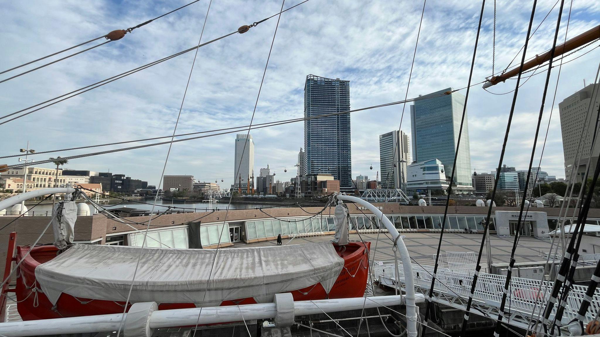 The View of the Yokohama Port Museum from the Ship Nippon Maru