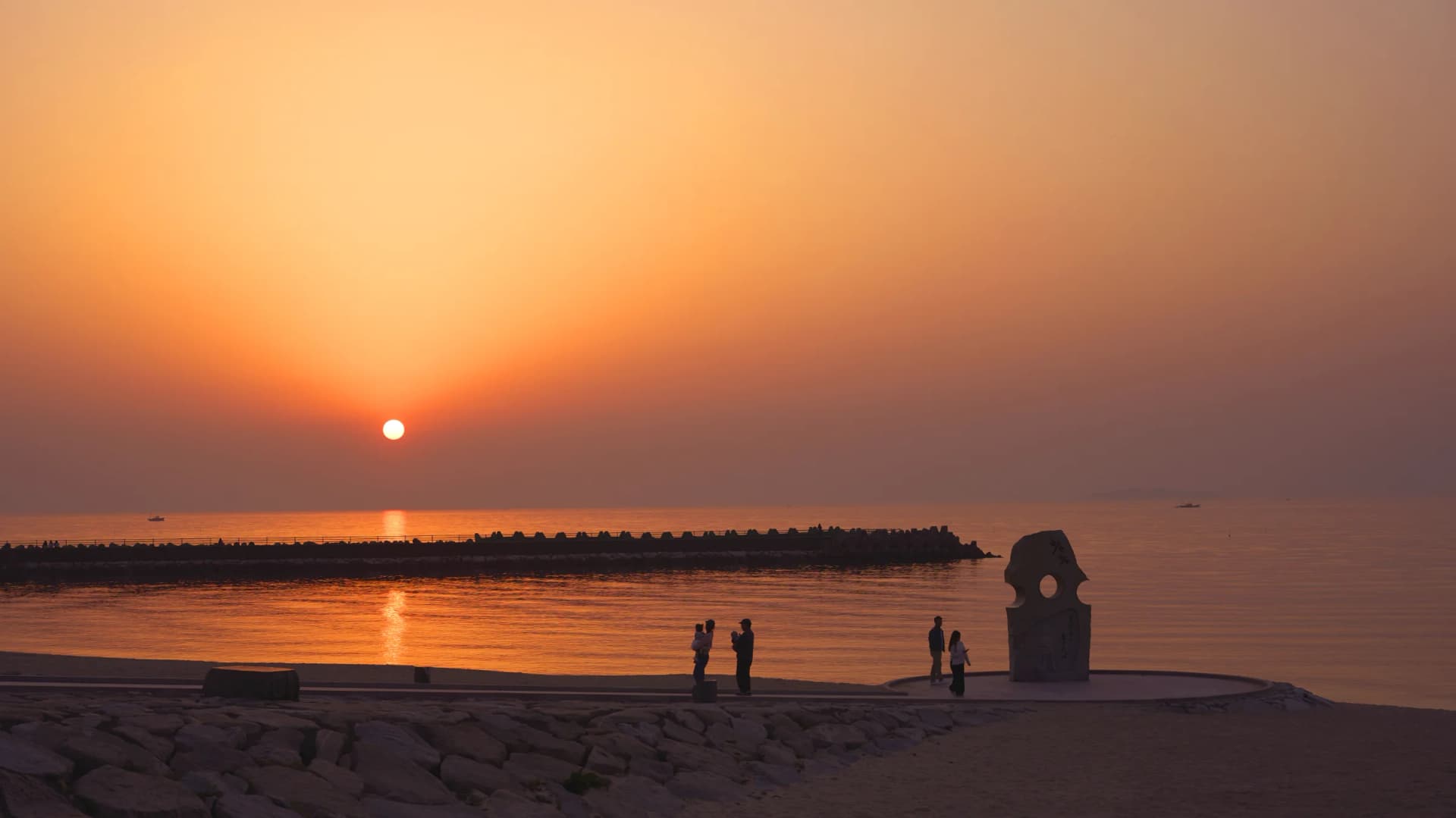The sunset monument at Koibito Misaki, Futami Seaside Park, Iyo, Ehime
