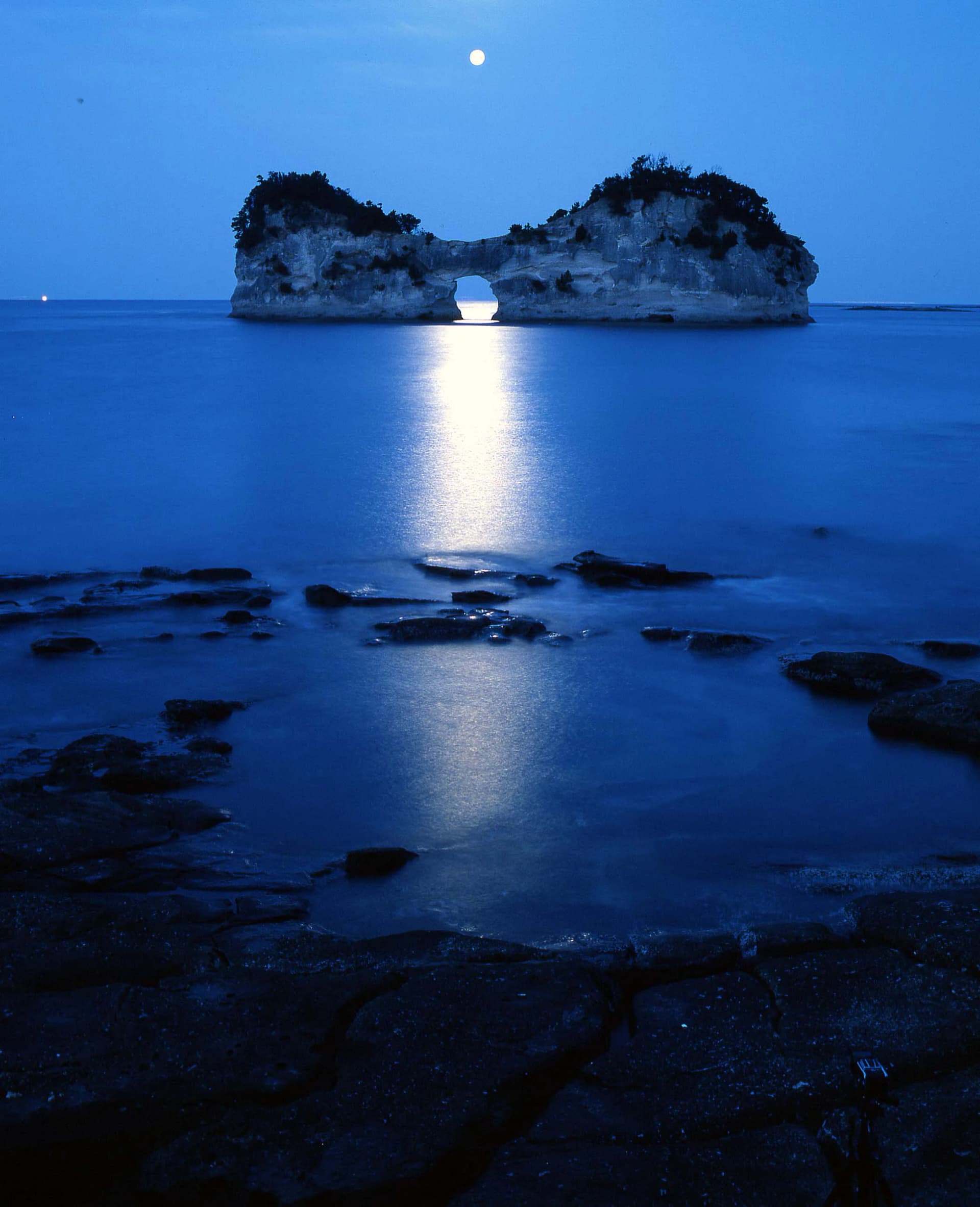 Engetsu Island under a full moon, Shirahama, Wakayama