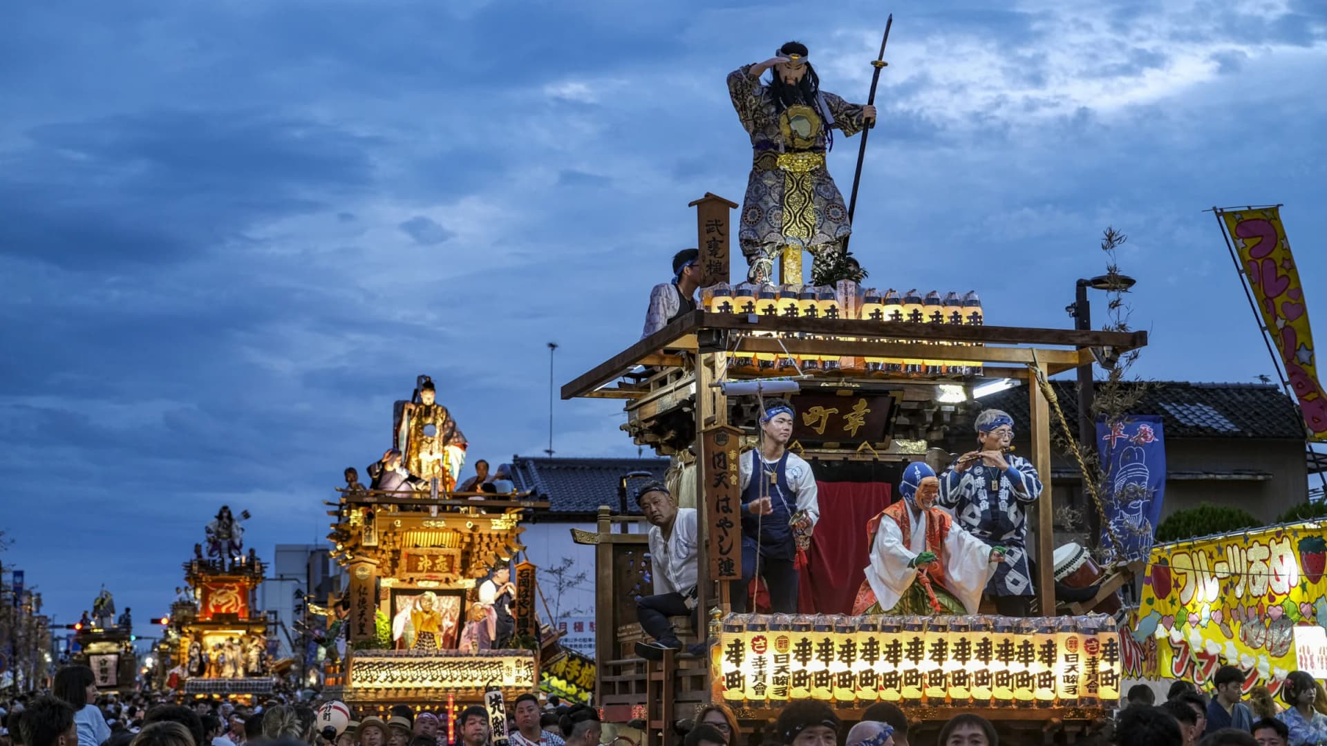 Floats on parade after dark, Ishioka, Ibaraki