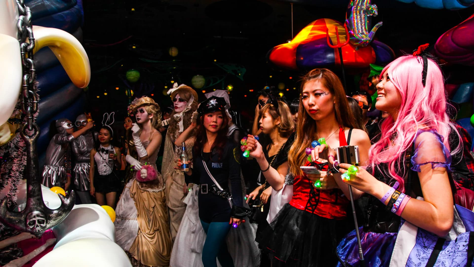 A costumed crowd at the KAWAII MONSTER CAFE Halloween in 2015