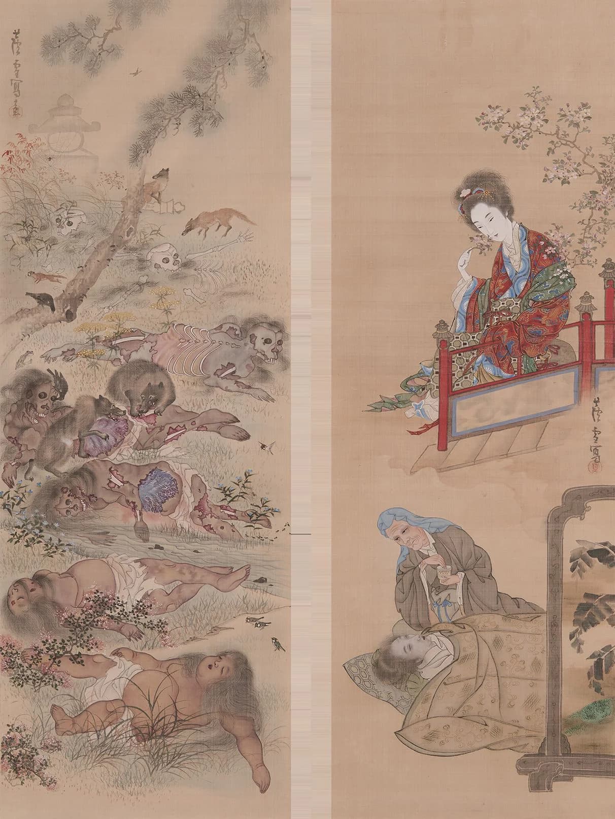 Beauty does not last — the afterlife that comes to us all: Kusozu (Nine Stages of Death) by Nagasawa Rosetsu, mid-Edo period