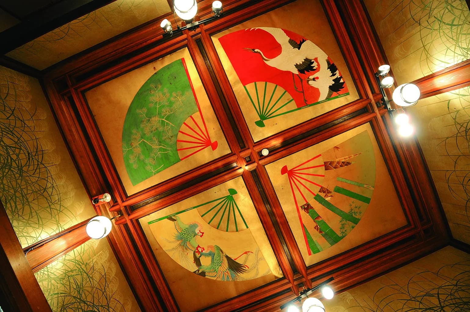 Fan-shaped ceiling paintings, Hyakudan Kaidan