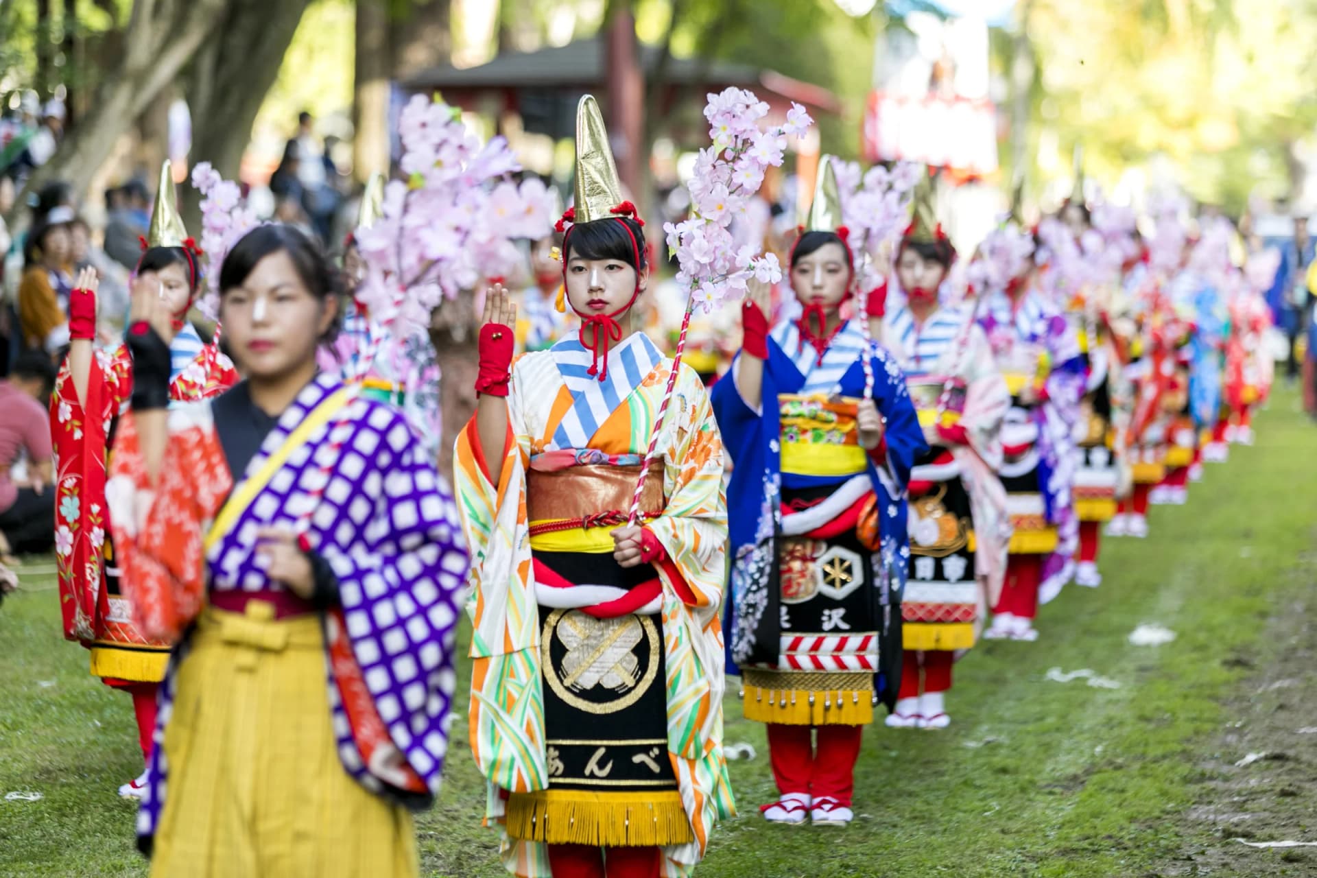Dancers with cherry branches, Tono Festival