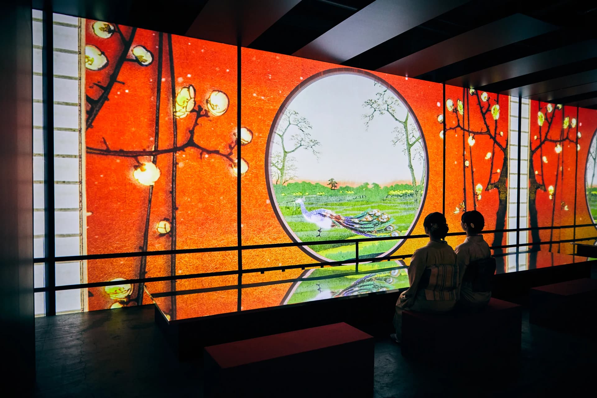 Visitors in kimono at Ukiyoe Immersive Art