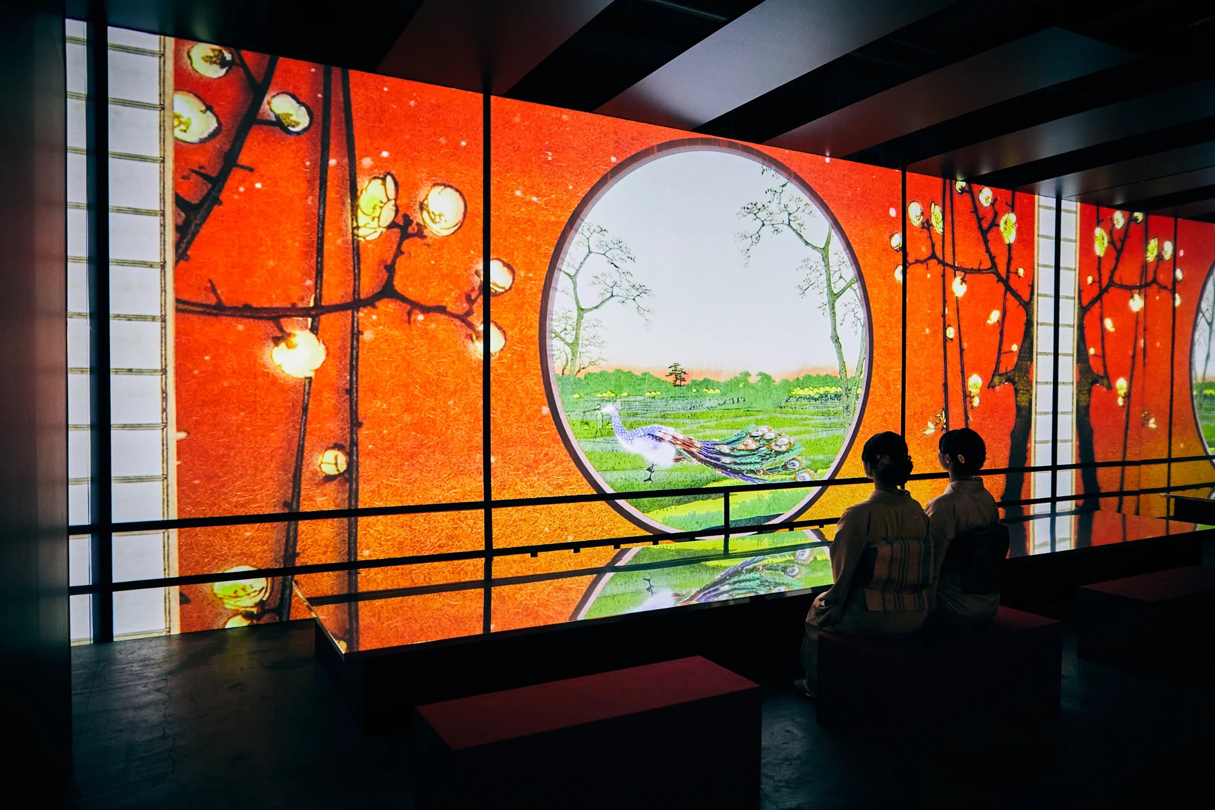 Visitors in kimono at Ukiyoe Immersive Art
