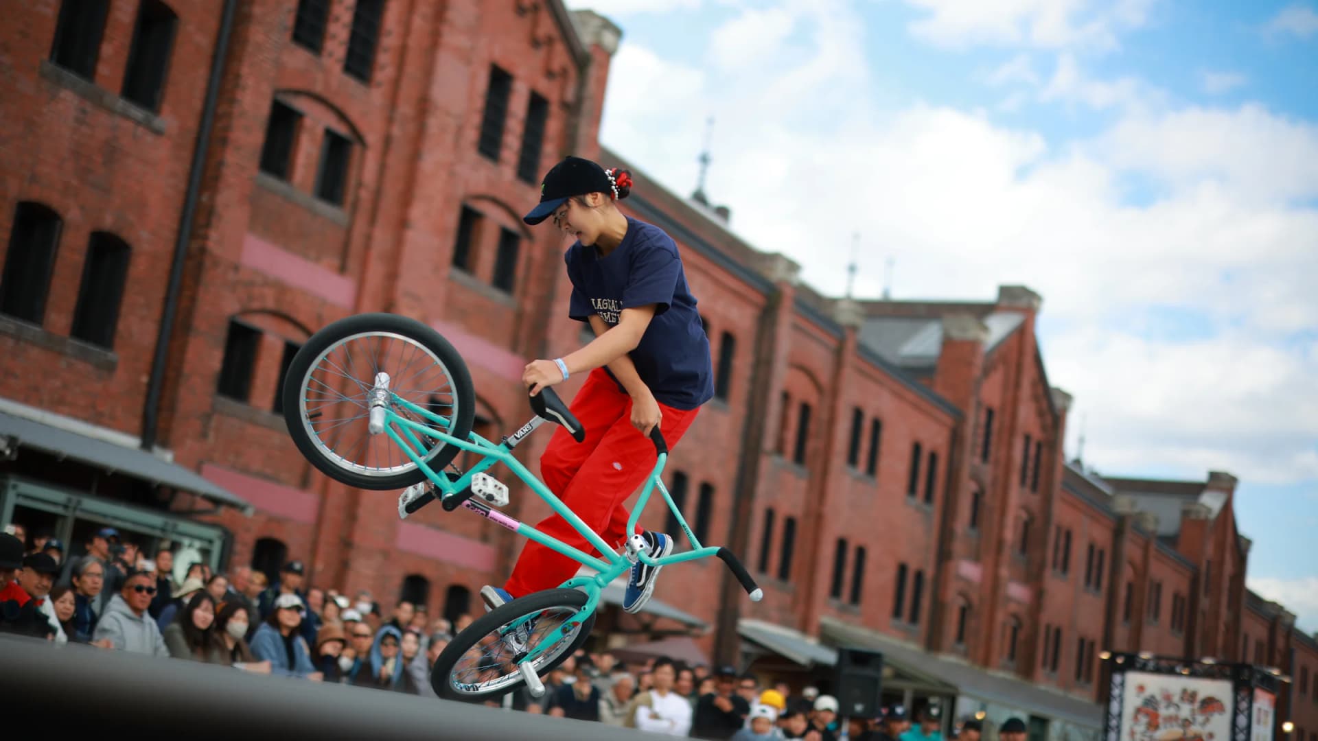 A BMX flatland rider at Yokohama Urban Sports Festival, Yokohama, Kanagawa