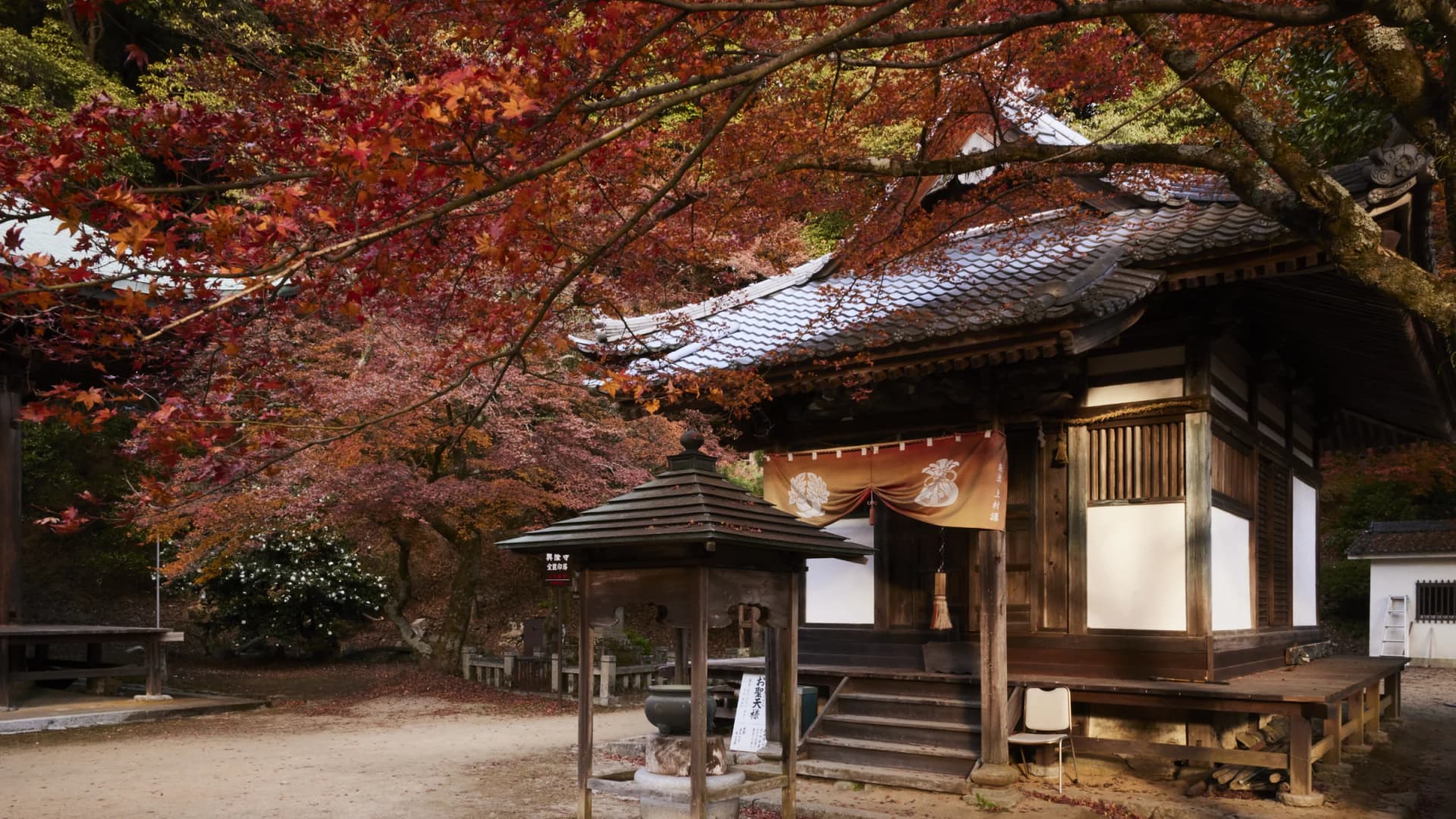The Shotendo in autumn, Nishiyama Koryuji, Saijo, Ehime