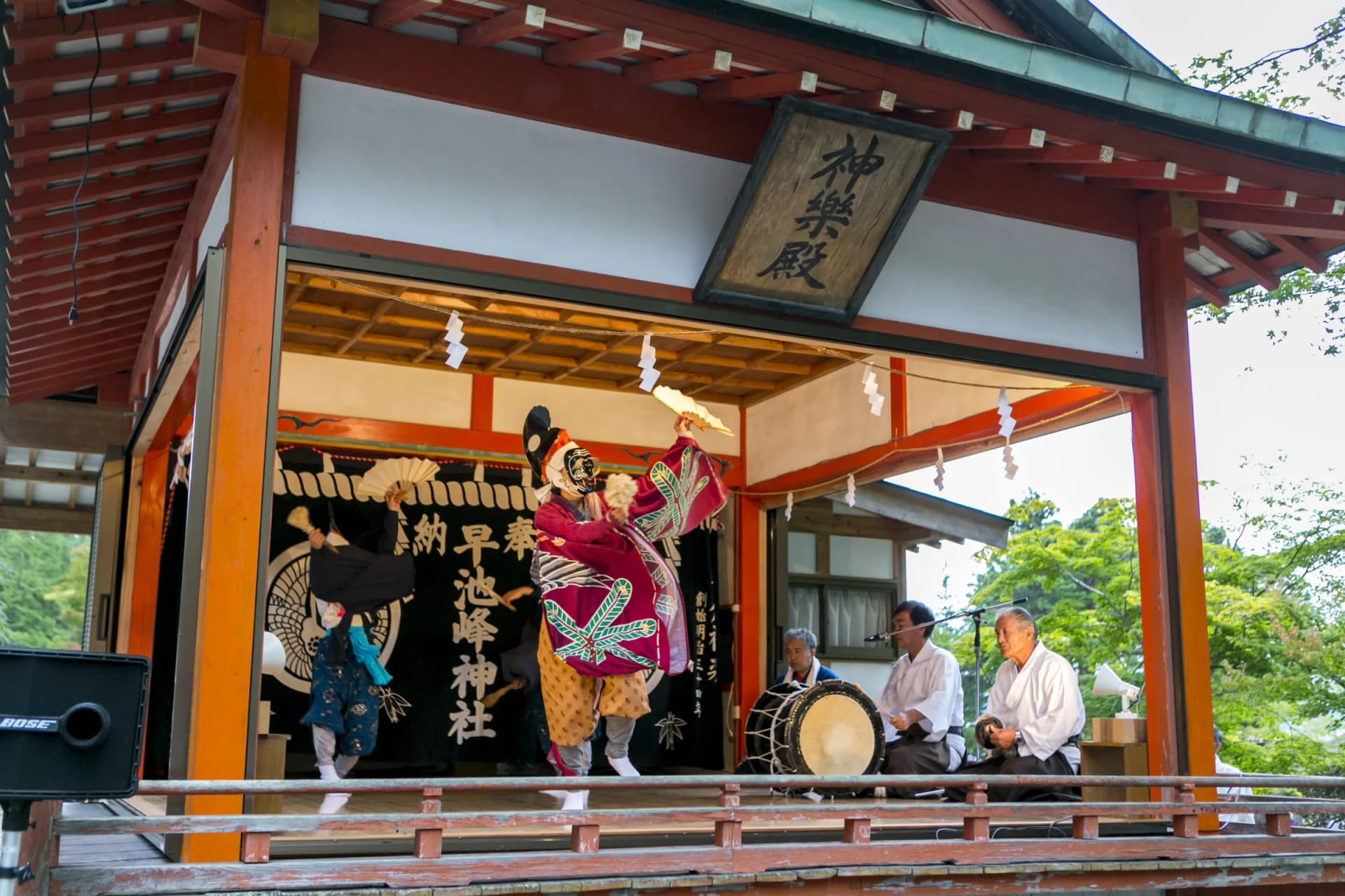 Kagura on the kagura hall stage, Tono Festival