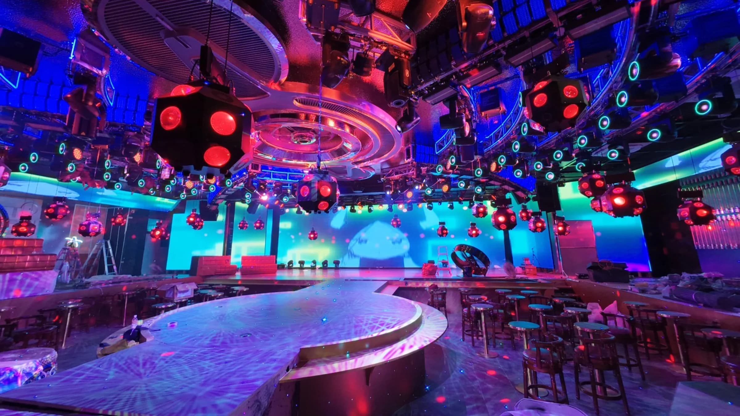 The interior of the store is designed to resemble the bottom of a spaceship