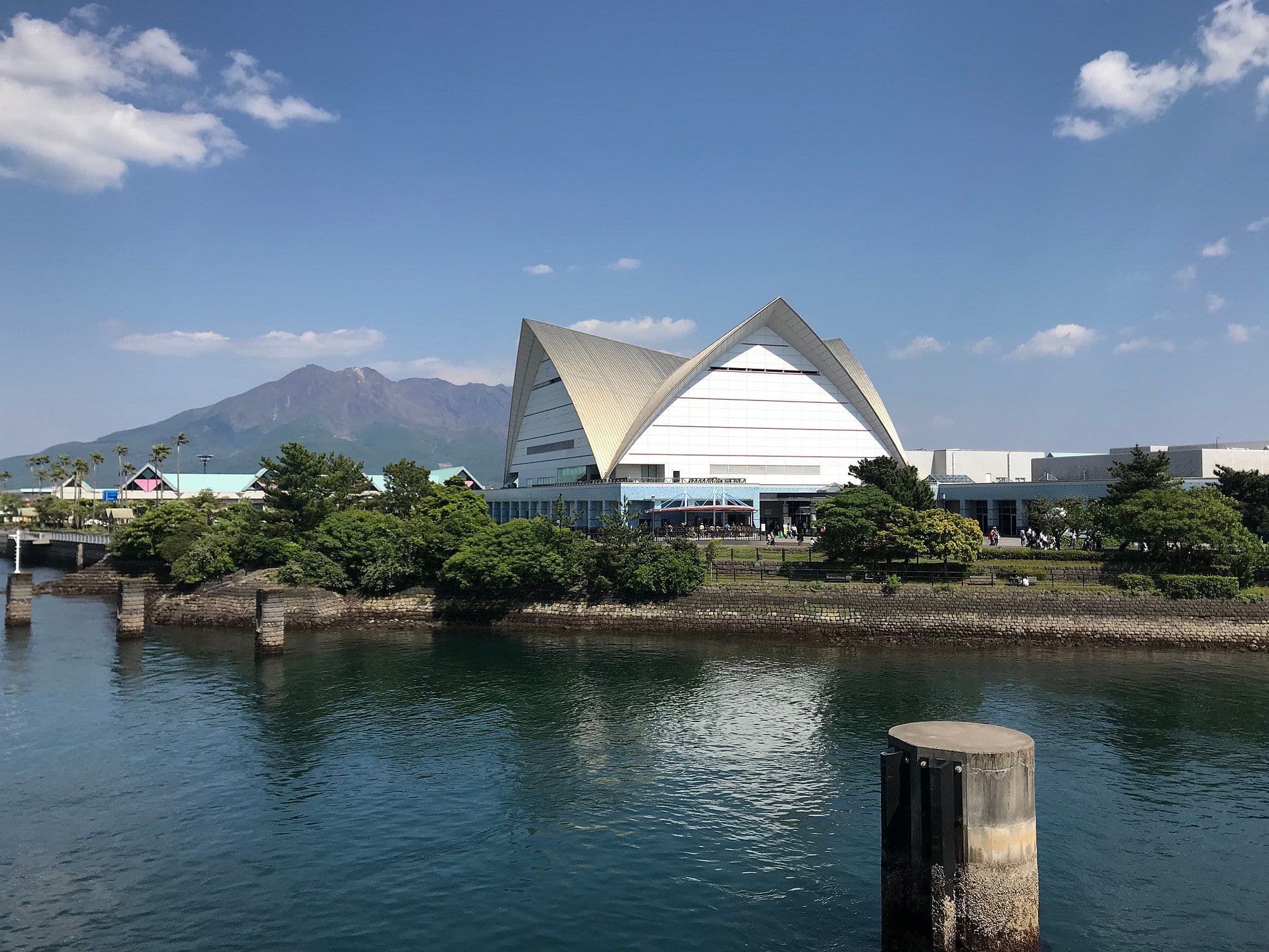Kagoshima Aquarium Exterior from Sakurajima Ferry