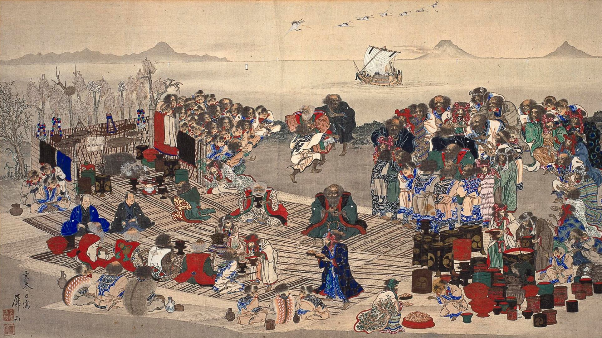 Ainu Iomante Bear Spirit Sending Ceremony by Hirasawa Byozan 1875